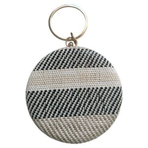 Black and White Woven Round Clutch